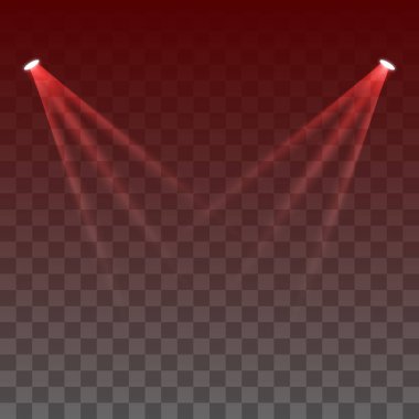 Spot ışıklarından yansıyan ışık huzmeleri ve şeffaf arkaplanda izole edilmiş parlamalar