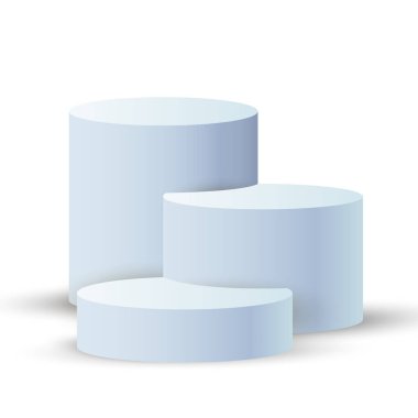 Beyaz arkaplan kaidesi sahne vektörü illüstrasyon koleksiyonu üzerinde mavi boş podyumların vektörü