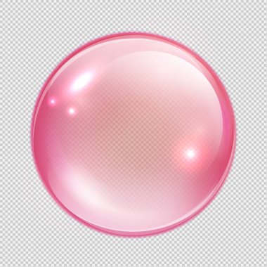 vektör pembe şeffaf cam küre cam veya top, parlak kabarcıklı