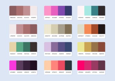 Pantone renk paleti örnekleri rgb altıgeninde