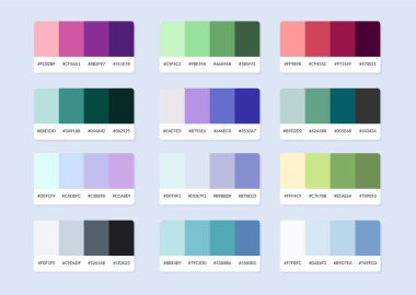 Pantone renk paleti örnekleri rgb altıgeninde