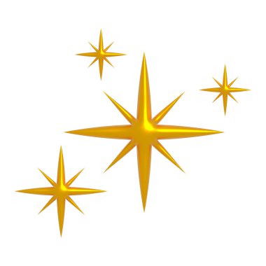 3D sarı yıldızlar havai fişek süslemeleri parıldayan parlak ışık efektleri ve patlamalar.