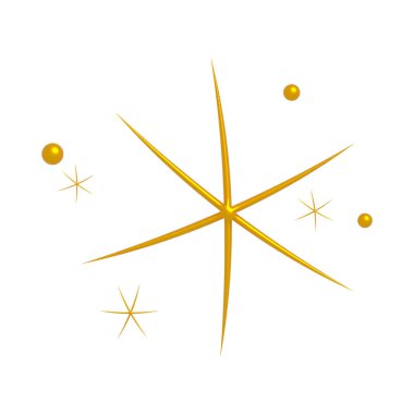 3D sarı yıldızlar havai fişek süslemeleri parıldayan parlak ışık efektleri ve patlamalar.