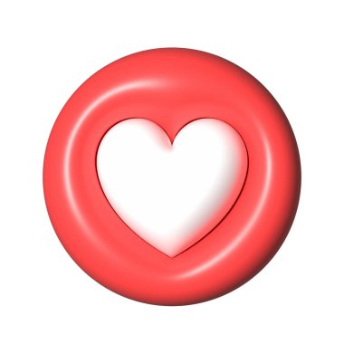 3d rendering of heart emoji icon clipart