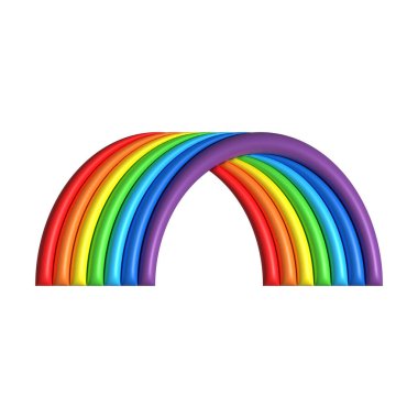 Bulutlu ve yıldızlı 3D renkli gökkuşağı