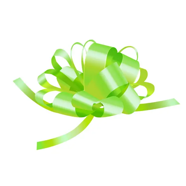 Vector Green Gift Ribbon Bow White Background — Stock Vector