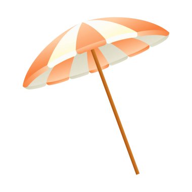 Beyaz arkaplandaki vektör plaj şemsiyesi izole