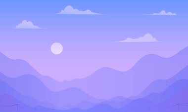 vektör gündoğumu arkaplan dağları manzarası