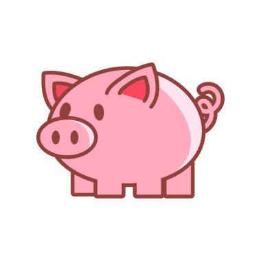 Vector cute pig cartoon character design clipart