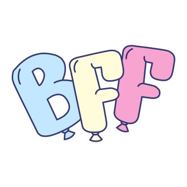 vektör el beyaz arkaplanda bff metni çizimi
