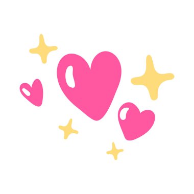 Simli vektör vektör kalp simgesi düz biçimli