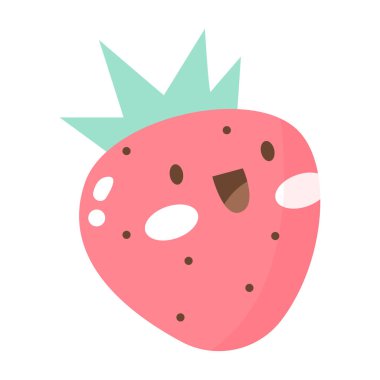 Vektör kawaii çilek karikatür vektör çizimi