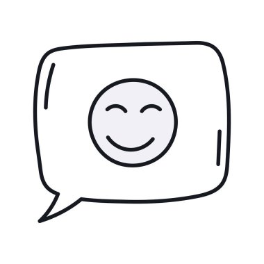 Gülümseyen gülen karikatür çizgi film boyama kitabıyla vektör iletişim bulutu