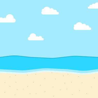 Vector plajı arka planda kum kıyısı deniz manzarası