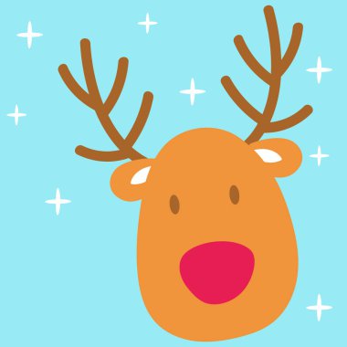 Mavi arkaplanda vektör geyik çizgi film simgesi