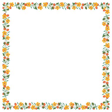 Vektör el çizilmiş bahar çiçekli çerçevesi