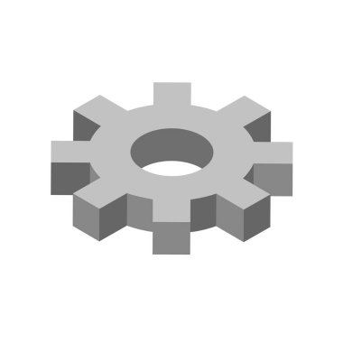 Dişli tekeri simgesi, beyaz arkaplanda izometrik biçim