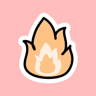 Beyaz kenar vektörlü alevli ateş etiketi