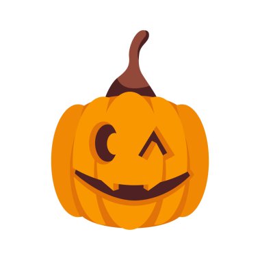 Beyaz arka planda balkabağı Mutlu Cadılar Bayramı Korkunç turuncu balkabağı Gülümsemeli