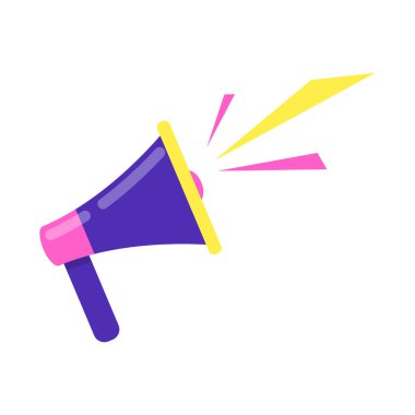 Beyaz arkaplanda vektör megafonu duyurusu