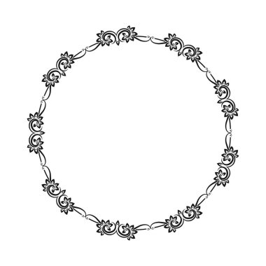 vektör eli beyaz arkaplana süslemeli çerçeve çizdi