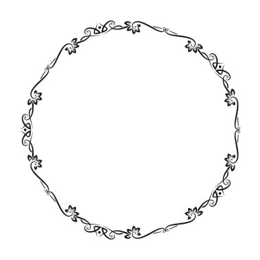 vektör eli beyaz arkaplana süslemeli çerçeve çizdi