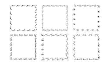 Dikdörtgen çiçek çerçevelerinin vektör kümesi el çizimi kare çiçek çerçeveleri