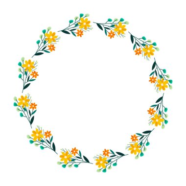 vektör el çizilmiş bahar çiçeği çerçeve kavramı