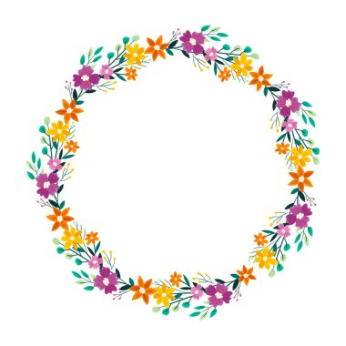 vektör el çizilmiş bahar çiçeği çerçeve kavramı