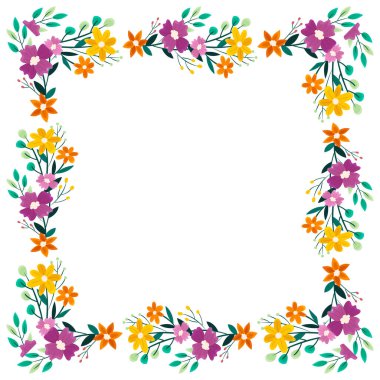 vektör el çizilmiş bahar çiçeği çerçeve kavramı