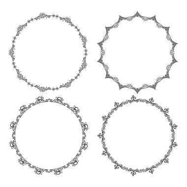 Vektör El beyaz üzerine karalama çerçeve koleksiyonu çizdi