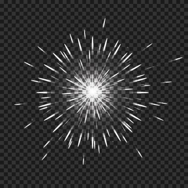 Vektör beyaz şeffaf efekt, lens parlaması, patlama, sim