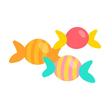 Şeker çizgi film atıştırmalığı simgesi beyaz üzerine izole