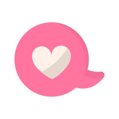 Beyaz arkaplanda kalbi olan vektör konuşma balonu