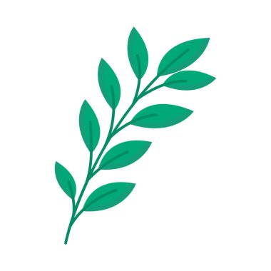 Beyaz yapraklı el çizimi dal