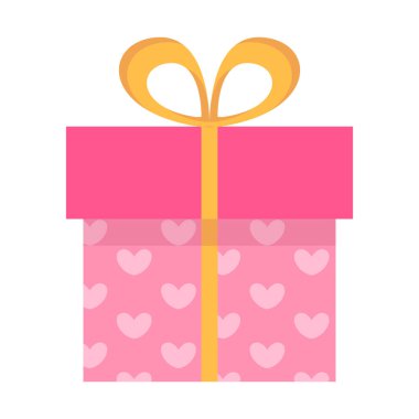 Beyaz üzerinde Kalp çizimi olan Vektör Hediye Kutusu