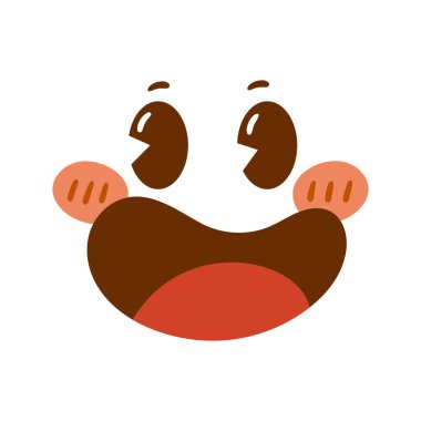 El çizimi kawaii yüzü, retro çizgi film yüz çizimi