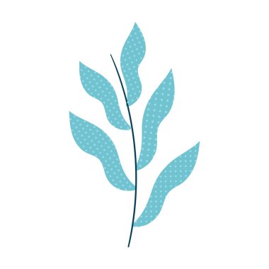 Beyaz arkaplanda el yapımı yapraklar ve dallar izole