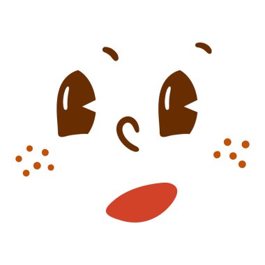 El çizimi kawaii yüzü, retro çizgi film yüz çizimi