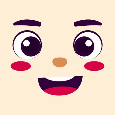 El çizimi kawaii yüzü, retro çizgi film yüz çizimi