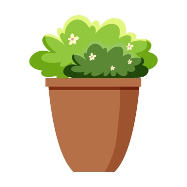 beyaz arkaplanda düz tasarım ev bitkisi çizimi