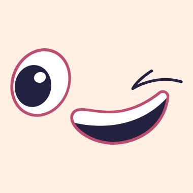 El çizimi kawaii yüzü, retro çizgi film yüz çizimi