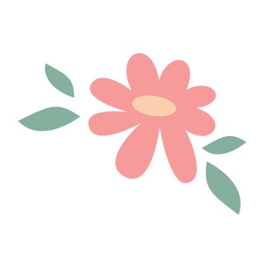 Beyaz arkaplanda düz tasarım bahar çiçeği çizimi