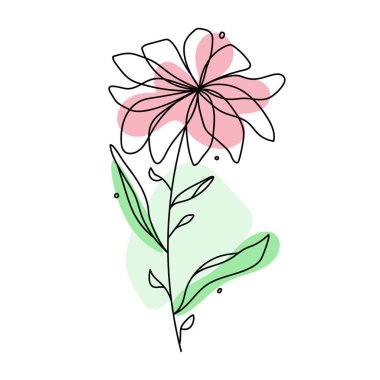 Hand drawn flat design simple flower outline clipart