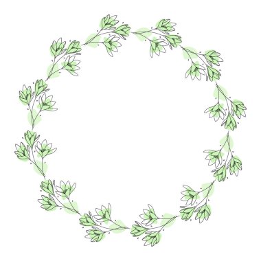 Beyaz arkaplanda el çizimi çelenk çerçevesi