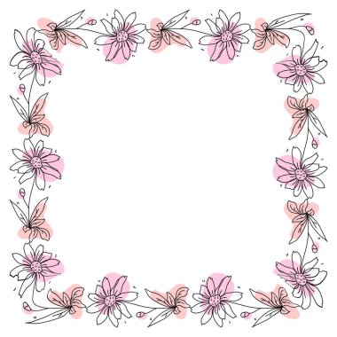 Beyaz arkaplanda el çizimi çelenk çerçevesi