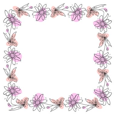 Beyaz arkaplanda el çizimi çelenk çerçevesi