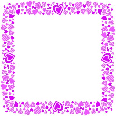 El çizimi kalp kenarlığı ve çerçeve beyaz arkaplan