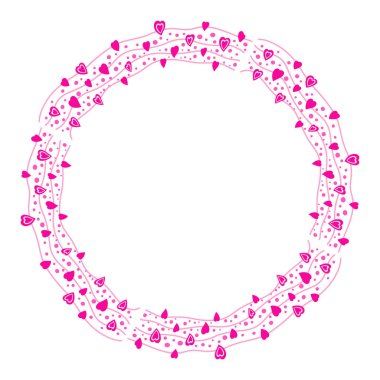 El çizimi kalp kenarlığı ve çerçeve beyaz arkaplan