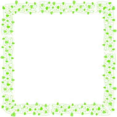 El çizimi kalp kenarlığı ve çerçeve beyaz arkaplan